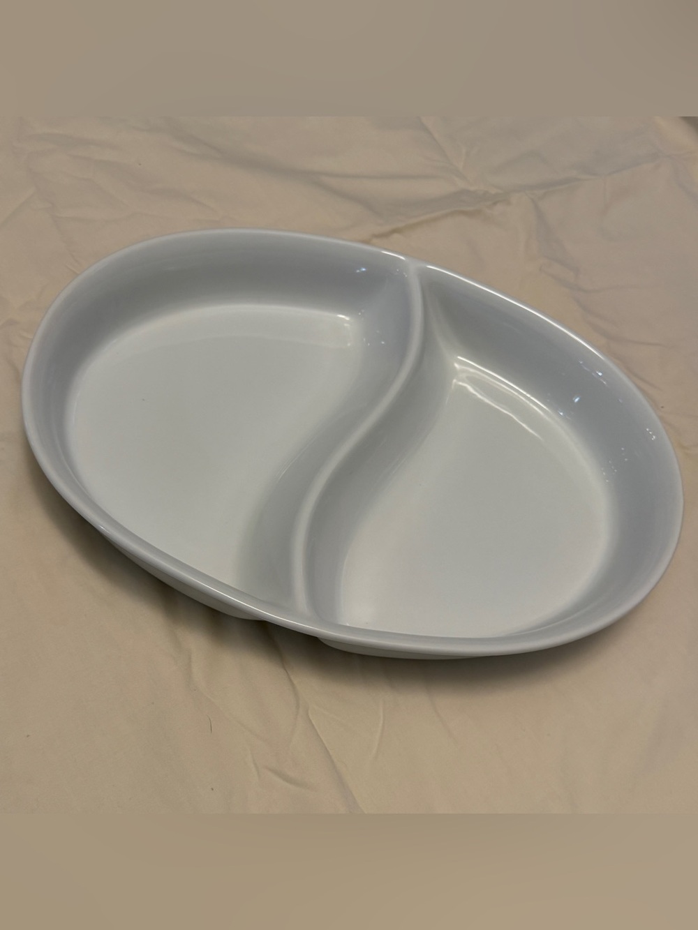Chef’s White Divided Serving Platter - Porcelain Two-Compartment Dish